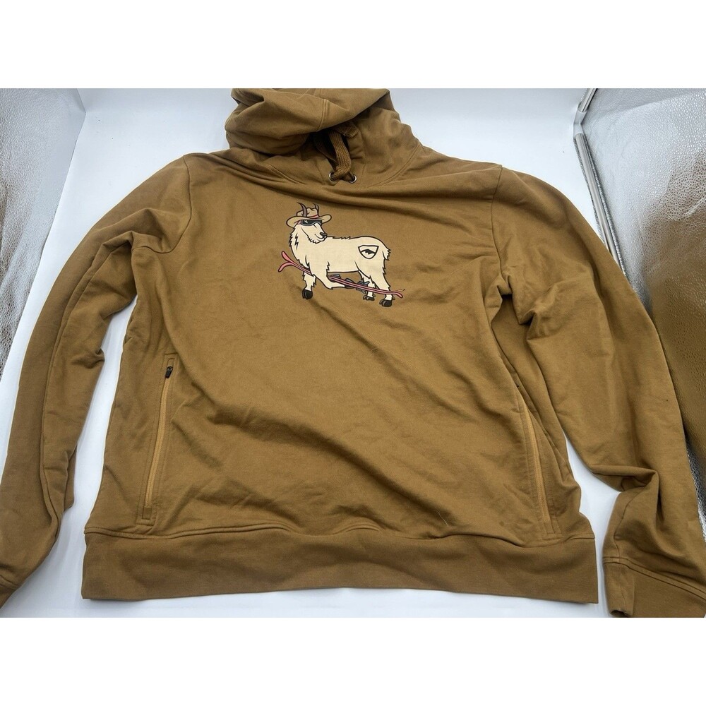 Men’s Winter Park Colorado Ski Resort Rove Brown Goat Hoodie Sweatshirt Size L